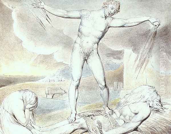 Satan Smiting Job with Boils 1826 Oil Painting by William Blake