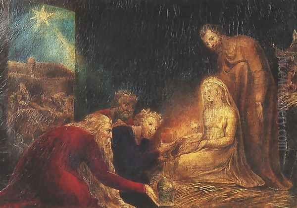 Adoration of the Magi Oil Painting by William Blake