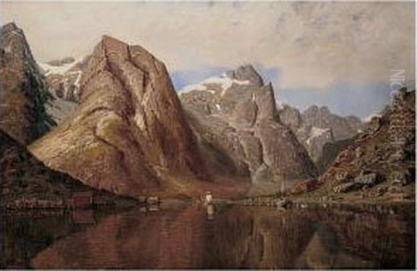 View Of A Fjord Oil Painting by Johann Van Diest