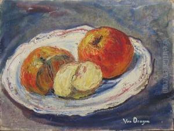 Assiette De Pommes Oil Painting by Guus Van Dongen