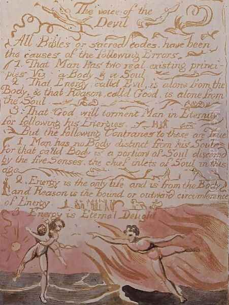 The Marriage of Heaven and Hell- The Voice of the Devil, c.1790 Oil Painting by William Blake