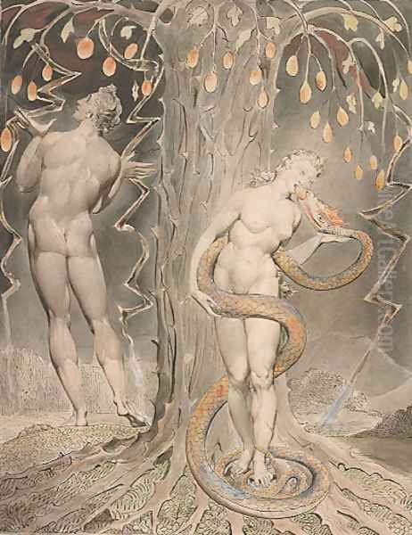 The Temptation and Fall of Eve Oil Painting by William Blake