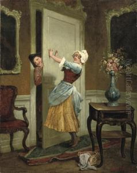 Teasing The Maid Oil Painting by Adriaan Van Doorn