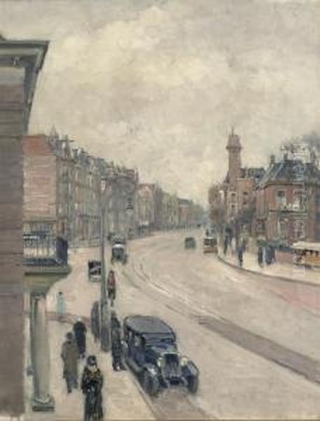 Linnaeusstraat Seen From The Middenweg, Amsterdam Oil Painting by Heertje Van Doornik