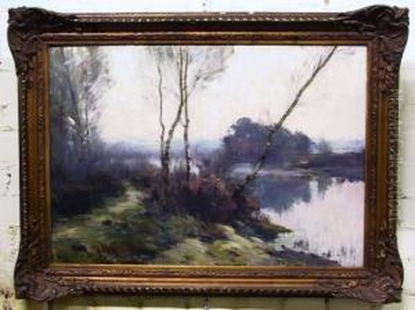 Herfstlandschap In Genk Oil Painting by Emile Van Doren