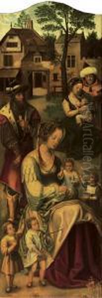 Saint Mary Of Cleophas And Her Family Oil Painting by Jan van Dornicke