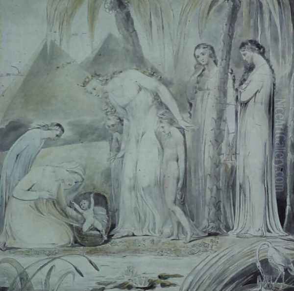 The compassion of Pharaoh's Daughter or The Finding of Moses Oil Painting by William Blake