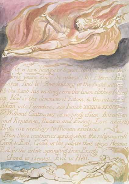 The Marriage of Heaven and Hell- 'As a new heaven is begun', c.1790 Oil Painting by William Blake