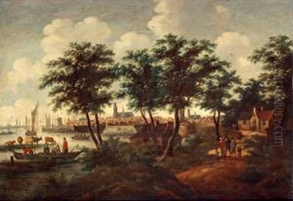 View Over Dortrecht Oil Painting by Willem Van Drielenburgh