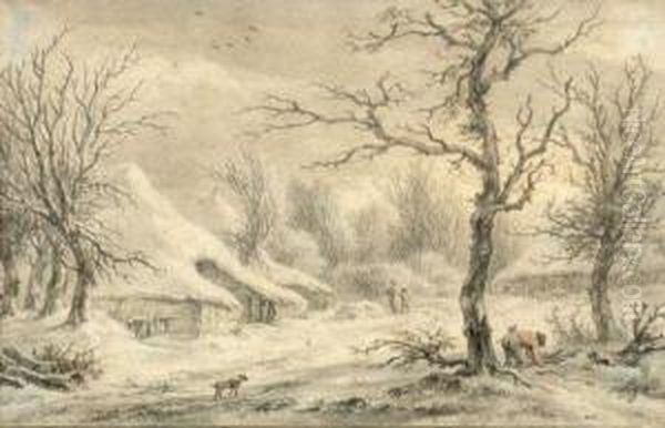 Paysage De Neige Oil Painting by Egbert Van Drielst