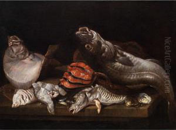 Grosses Fischstilleben Oil Painting by Isaac Van Duynen