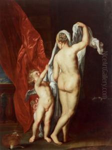 Attribuito Venere E Amore Oil Painting by Jan Van Duyts