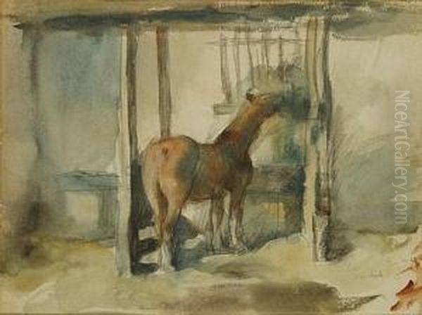 Paard In De Stal Oil Painting by Albert Van Dyck