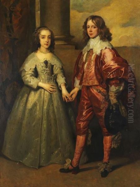 Prinz William Ii. Und Prinzessin Maria Von Oranien Oil Painting by Sir Anthony Van Dyck