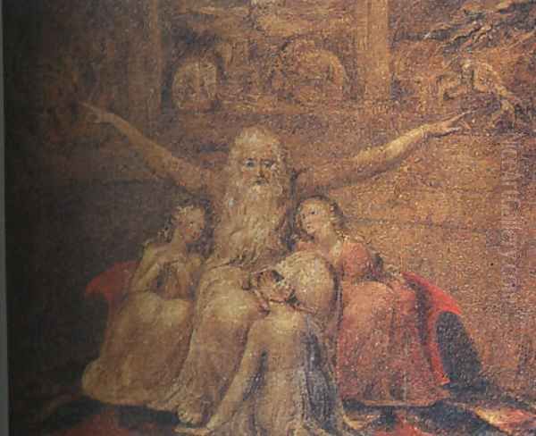 Job and his Daughters 1799-1800 Oil Painting by William Blake