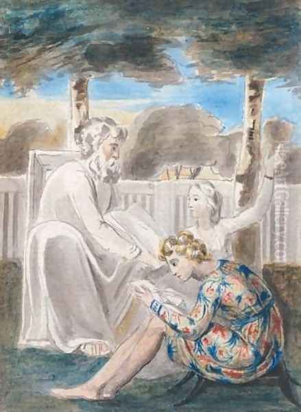 Age Teaching Youth Oil Painting by William Blake