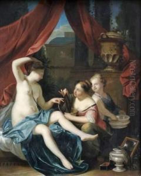 Bethsabee A Sa Toilette Oil Painting by Philip Le Petit Van Dyk