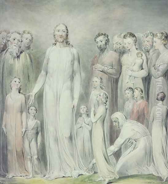 The Healing of the Woman with an Issue of Blood, 1808 Oil Painting by William Blake