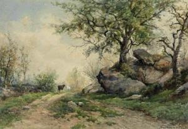 Rural Road Oil Painting by Hendrik D. Kruseman Van Elten