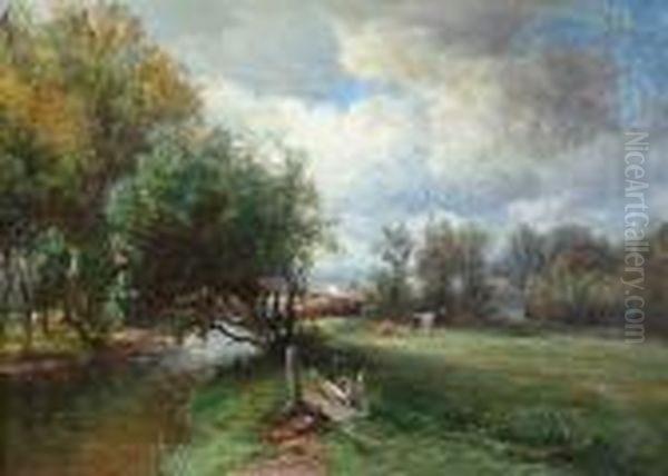 Paysage Champetre Hollandais Oil Painting by Hendrik D. Kruseman Van Elten