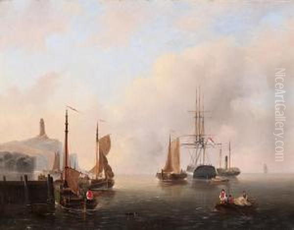 Ships On The Zuiderzee Oil Painting by Govert Van Emmerik