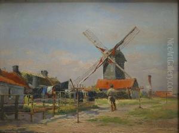 Moulin Et Meunier Dans Un Paysage Oil Painting by Louis Van Engelen