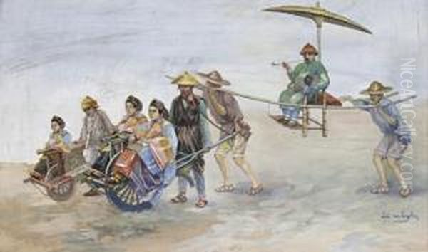 Chinese Travellers Oil Painting by Piet Van Engelen