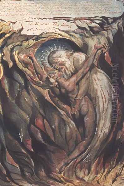 Jerusalem The Emanation of the Giant Albion- plate 99 'All Human Forms' Oil Painting by William Blake