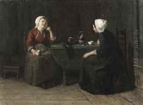 Teatime Oil Painting by Ludovicius Johannes Van Erven Dorens