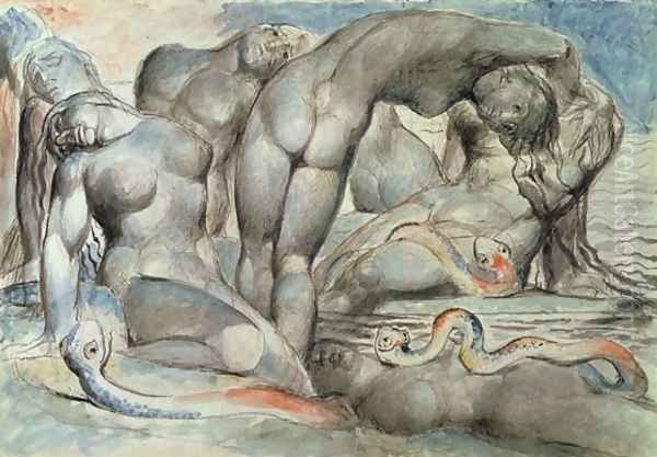 Inferno, Canto XXIV, Thieves Oil Painting by William Blake