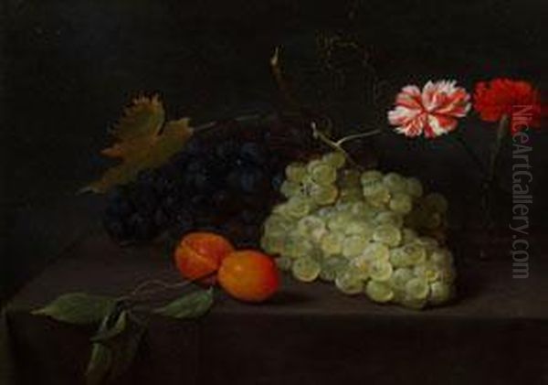 Stilleben Mit Hellen Und Dunklen Trauben, Mit Aprikosen Und Nelken Oil Painting by Jacob Fopsen van Es