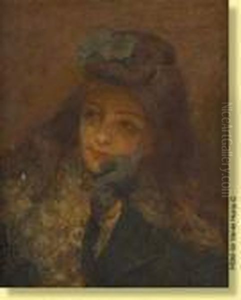 Jeunefemme Gantee Oil Painting by Edouard Van Esbroeck