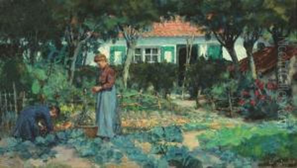 The Vegetable Garden Oil Painting by Edouard Van Esbroeck