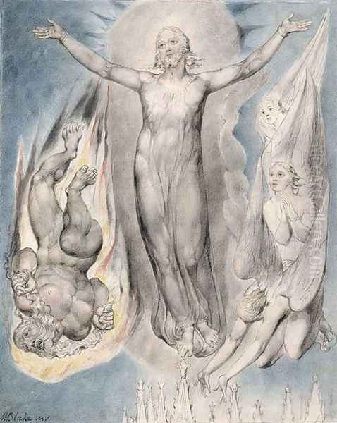 Christ on the Pinnacle of the Temple Oil Painting by William Blake