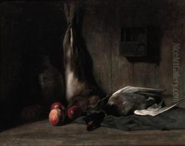 A Still Life With A Wild Duck And Fruits Oil Painting by Jan van Hemessen