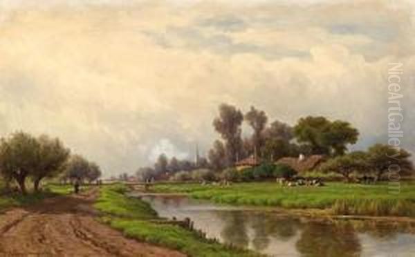 Dutch Canal Landscape Oil Painting by Adriaen van Everdingen