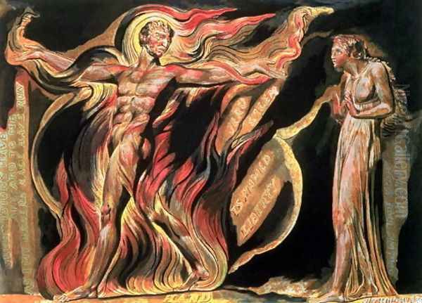 Jerusalem The Emanation of The Giant Albion- 'Such visions have appeared to me', 1804 Oil Painting by William Blake