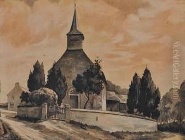 Eglise A Noville, Taviers Oil Painting by Kasper or Gaspar van den Hoecke