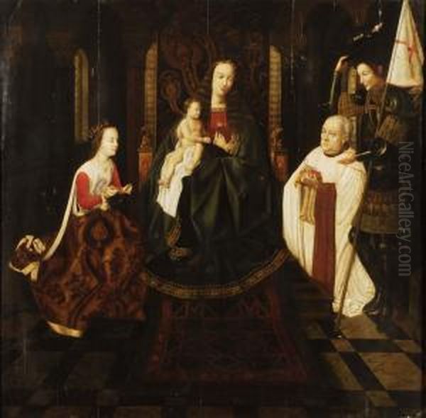 Alla Maniera Di Madonna In Trono Consanta Caterina Dalessandria E San Giorgio Oil Painting by Jan Van Eyck