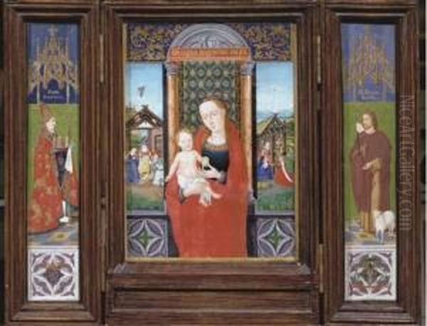 The Virgin And Child, Saint Donatianus And Saint John The Baptist Oil Painting by Jan Van Eyck