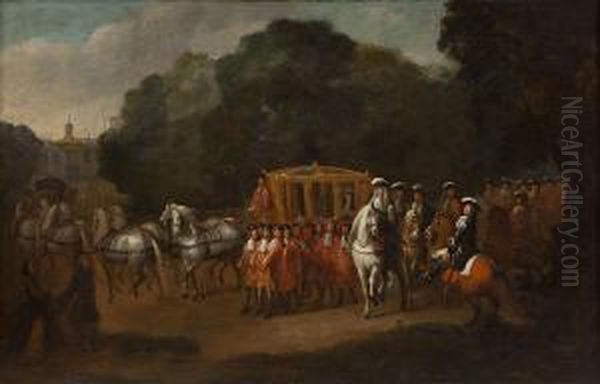 William Iii's Procession To The Houses Of Parliament Oil Painting by Alexander Van Gaelen