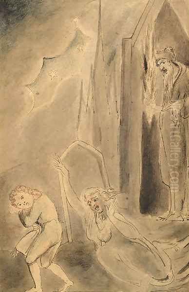 Churchyard spectres frightening a schoolboy Oil Painting by William Blake