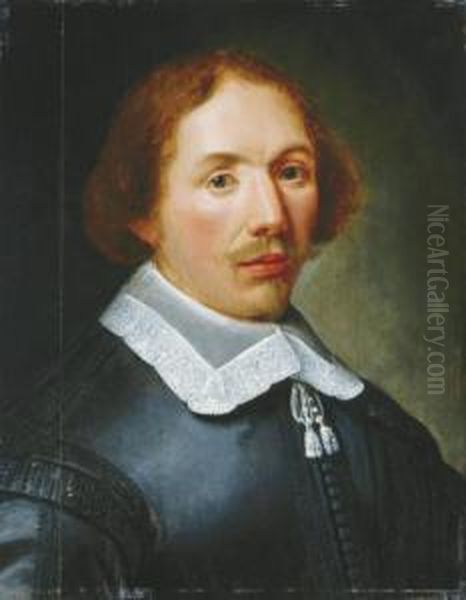 Portrait Of A Gentleman, Traditionally Said To Be The Artist, Half-length, In A Black Costume Oil Painting by Alexander Van Gaelen