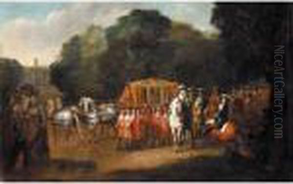 William Iii's Procession To The Houses Of Parliament Oil Painting by Alexander Van Gaelen