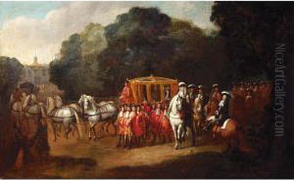 William Iii's Procession To The Houses Of Parliament Oil Painting by Alexander Van Gaelen