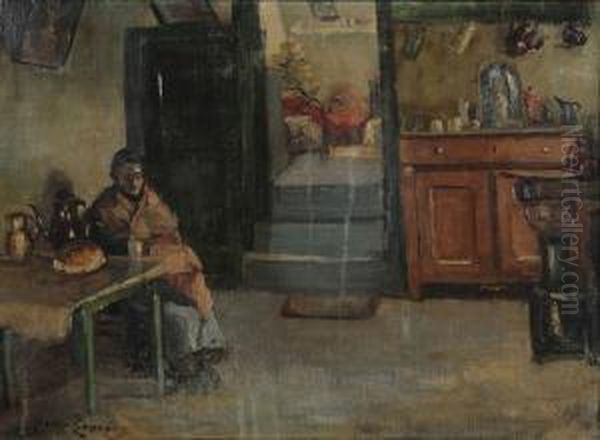 Dame In Interieur Oil Painting by Joseph Van Genegen