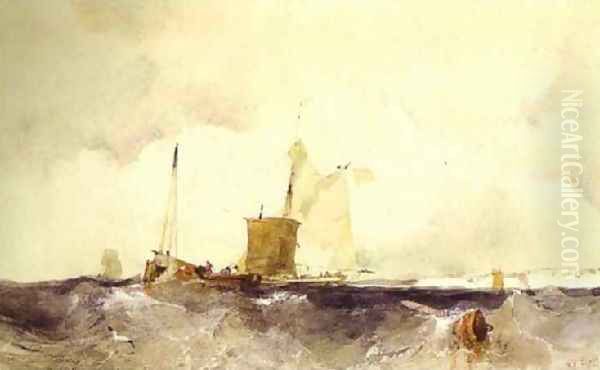 At The English Coast Oil Painting by Richard Parkes Bonington