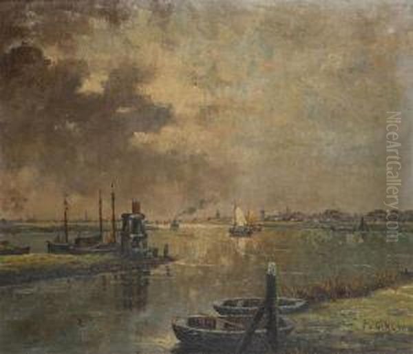 Scheldt Bend Oil Painting by Franz Van Genesen