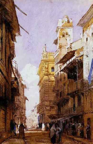 The Corsa Saint' Anastasia, Verona, with the Palace of Prince Maffet Oil Painting by Richard Parkes Bonington