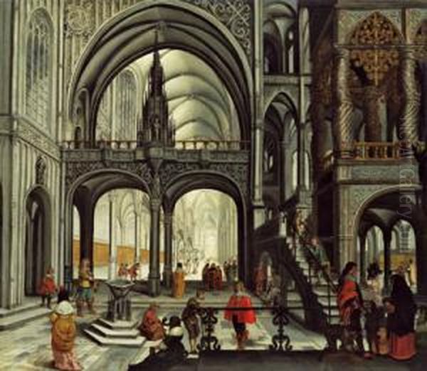 Compagnia Elegante In Una Chiesa Oil Painting by Jan Van Gerwen